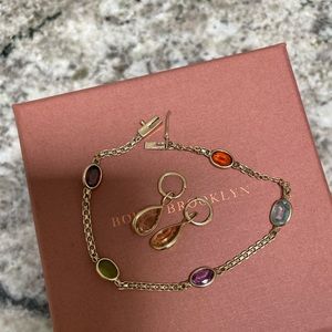 14 Kt Gold Multi Gem Bracelet & Citrine Huggies